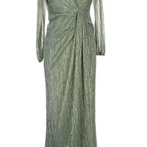 Adrianna Papell Metallic Green Long Sleeve Dress